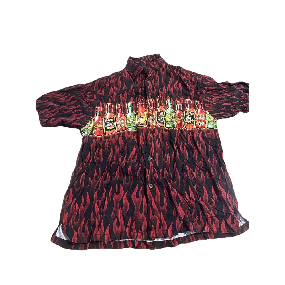 Big Dogs Shirt Mens S/M Button Hot Sauce Hawaiian‎ Shirt  Big Dog